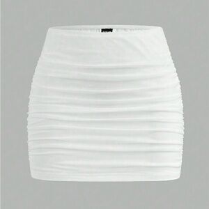 SHEIN White Bubble Mini Skirt Ruched Cocktail
